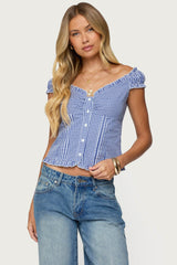 Dorothie Gingham Button Up Top
