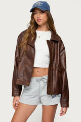 Ardella Oversized Faux Leather Jacket