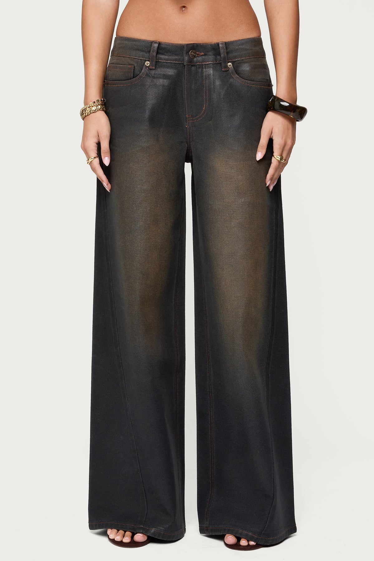 Saharah Mud Wash Low Rise Baggy Jeans