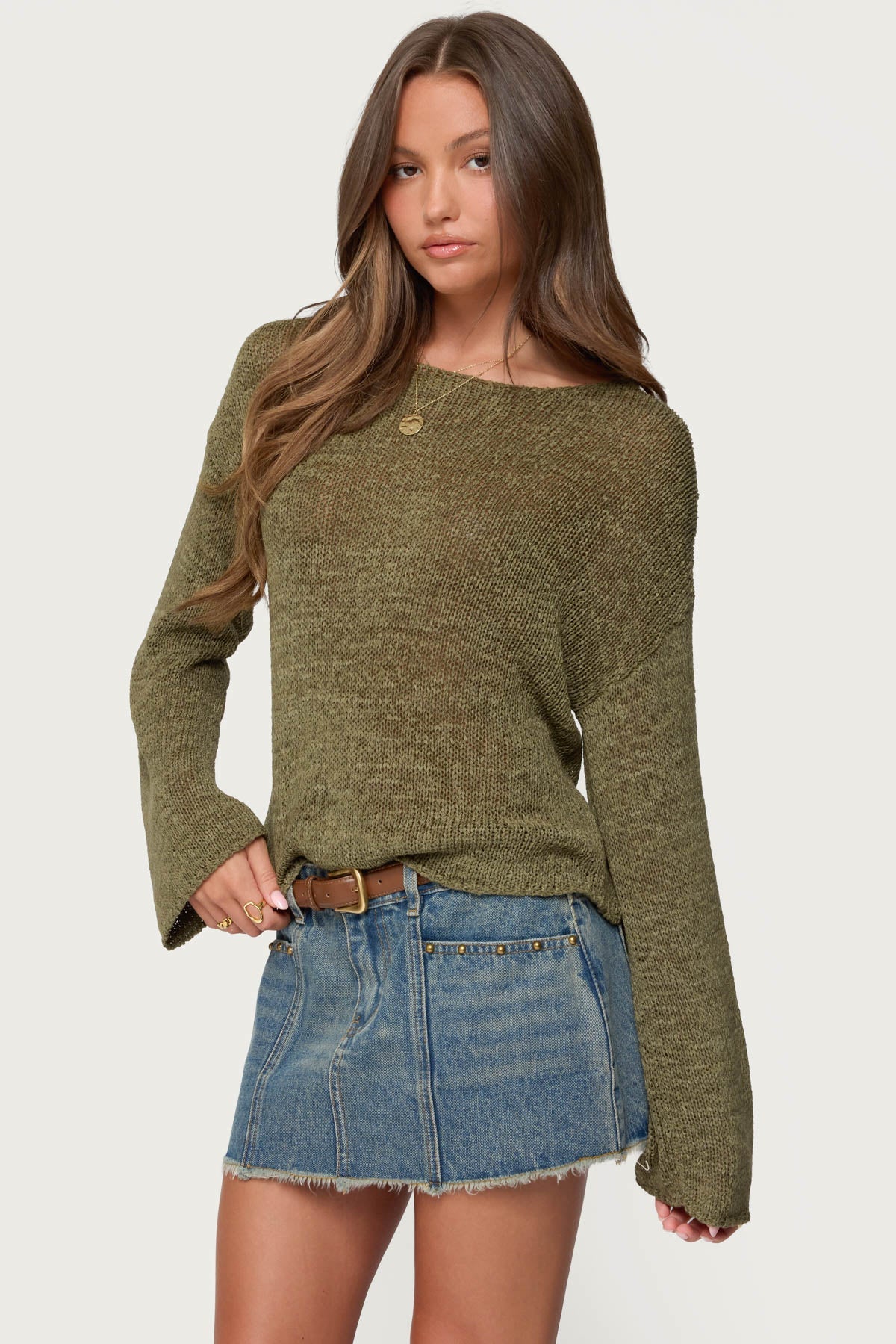 Drop Shoulder Light Knit Sweater