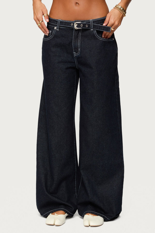 Karah Belt Low Rise Baggy Jeans