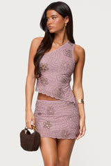 Astrid Beaded Backless One Shoulder Top