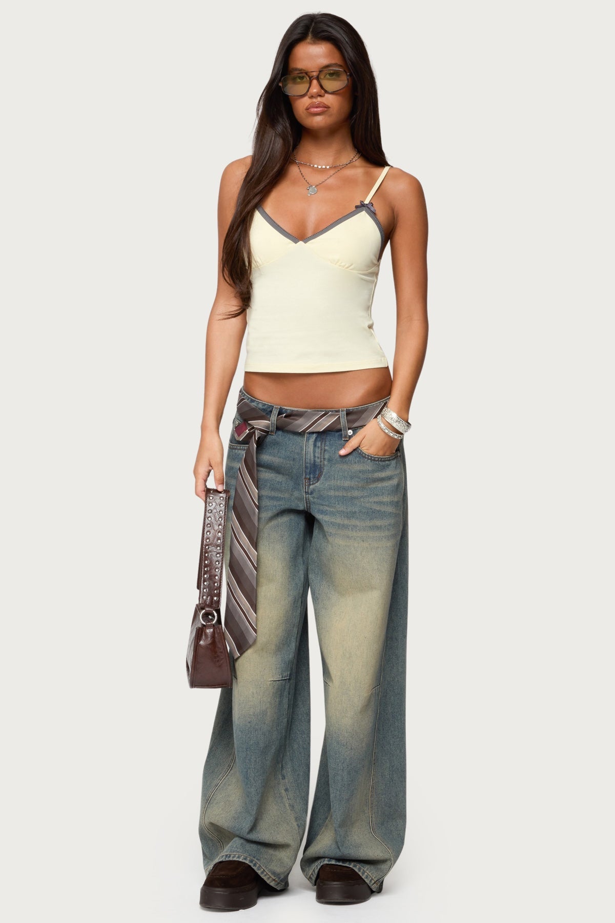 Ruelle Contrast Frill Tank Top