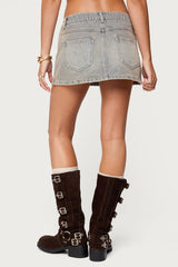 Wrap Mud Wash Denim Mini Skort