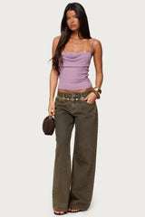 Bobbie Layered Lace Cowl Neck Top