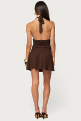 Rafaella Ruched Halter Mini Dress