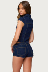 Contrast Stitch Button Up Denim Shirt