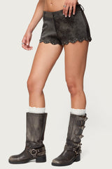 Zarina Studded Faux Suede Shorts