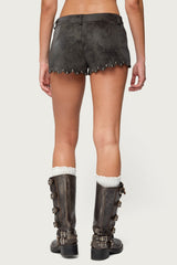 Zarina Studded Faux Suede Shorts