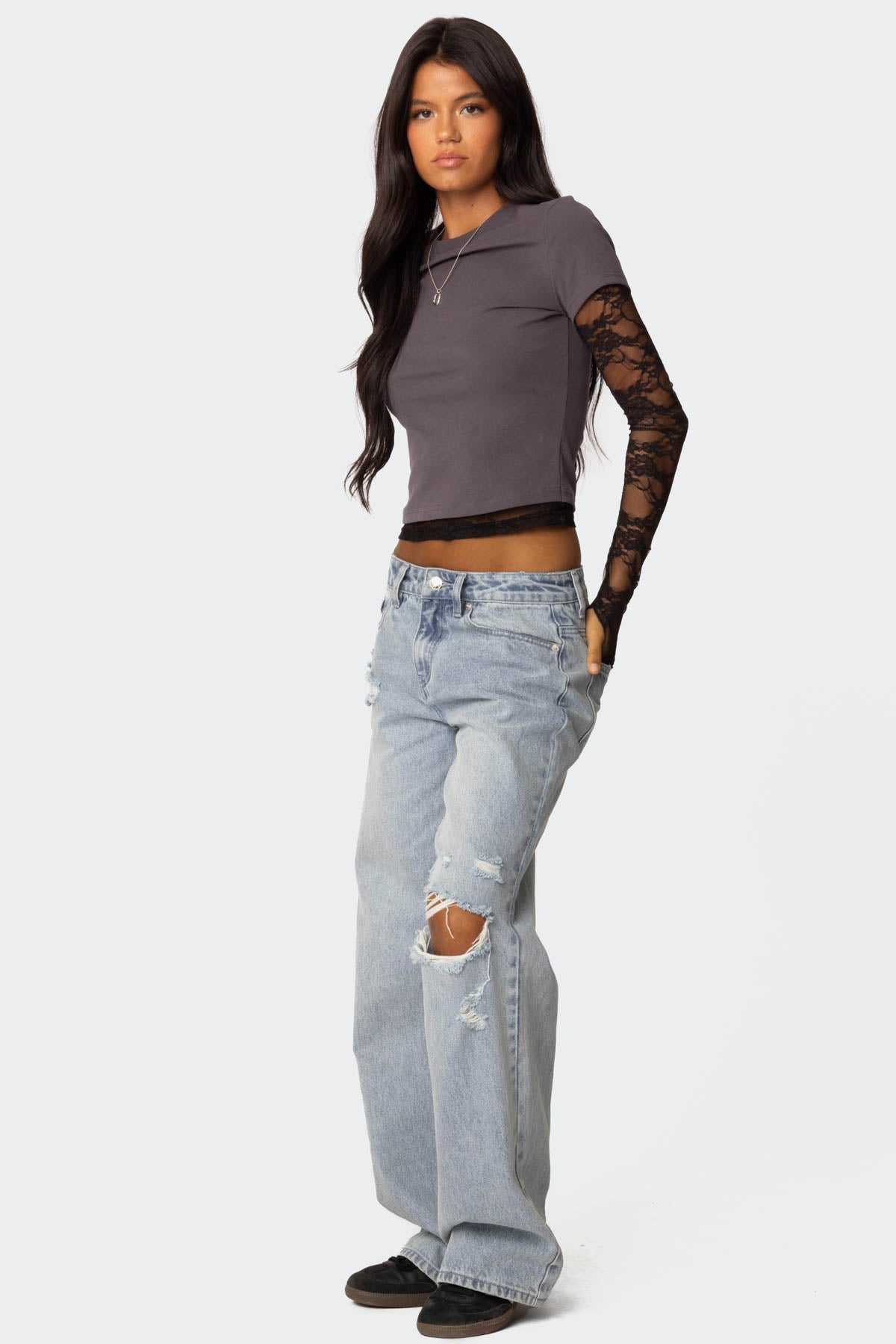 Adam Distressed Low Rise Baggy Jeans