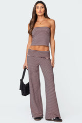 Lilah Striped Fold Over Trousers