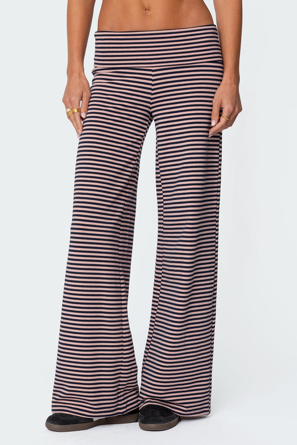 Lilah Striped Fold Over Trousers
