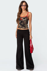 Wide Leg Foldover Trousers