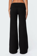 Wide Leg Foldover Trousers