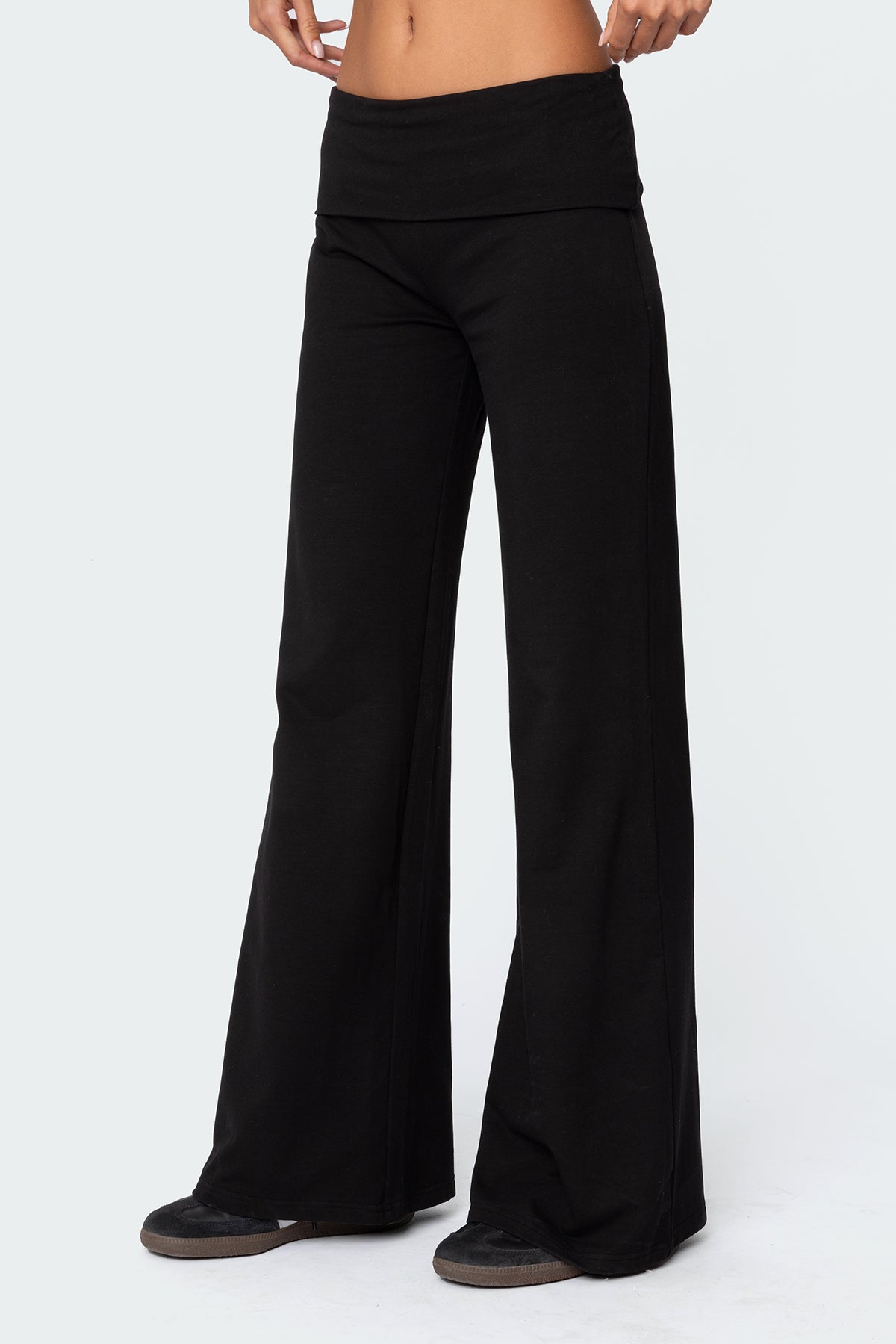 Wide Leg Foldover Trousers