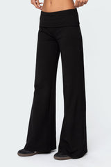 Wide Leg Foldover Trousers