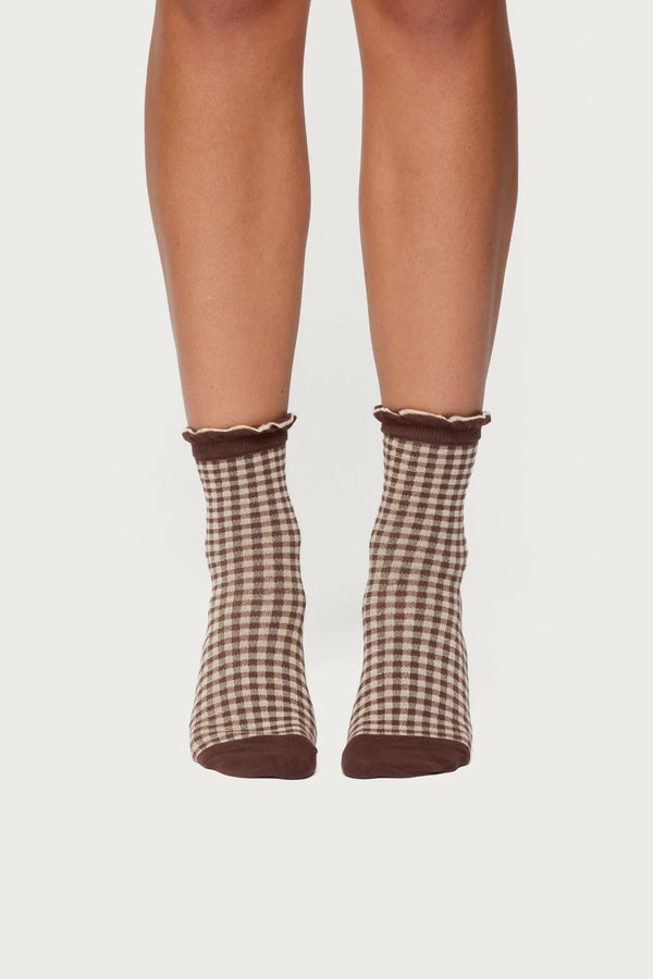 Frilled Gingham Socks