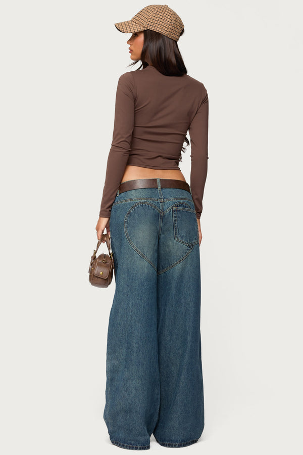 Heartly Low Rise Baggy Jeans view 1