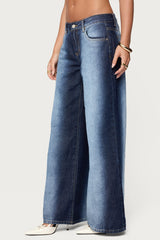 Ema Bleach Washed Low Rise Baggy Jeans