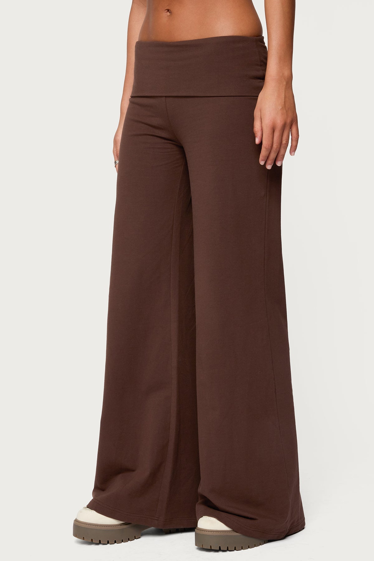 Wide Leg Foldover Trousers