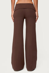 Wide Leg Foldover Trousers