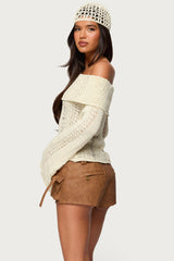 Renna Distressed Fold Over Knit Top