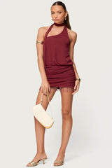 Danit One Shoulder Fringed Mini Dress