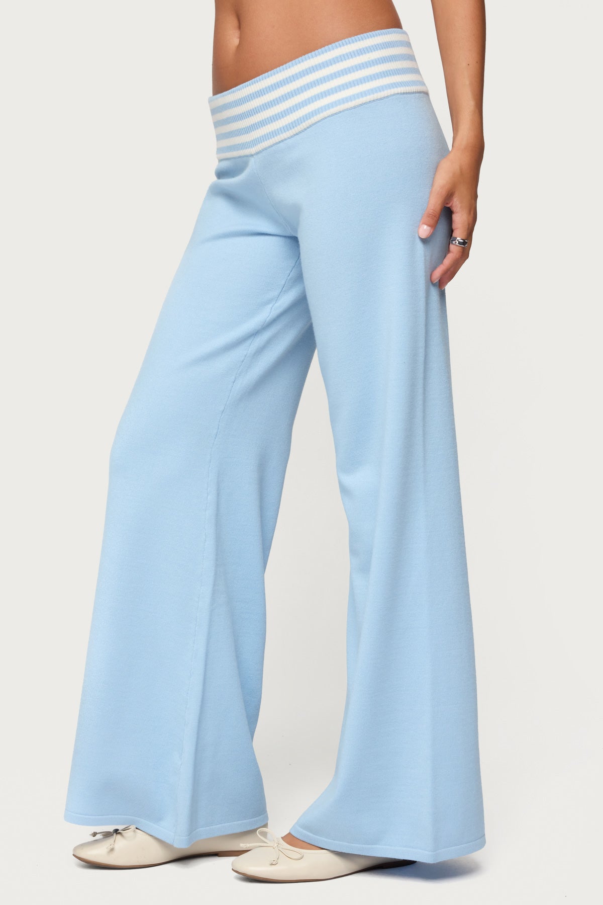 Clarisse Stripey Flared Knit Trousers