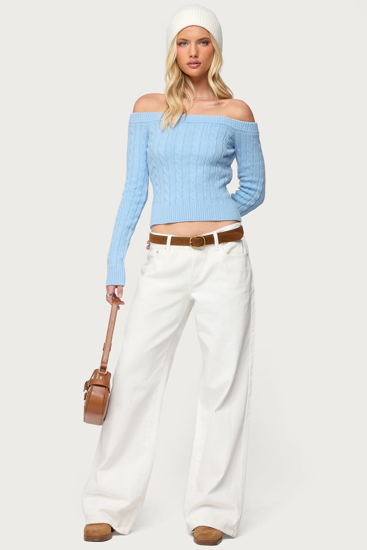 Taniza Off Shoulder Cable Knit Sweater