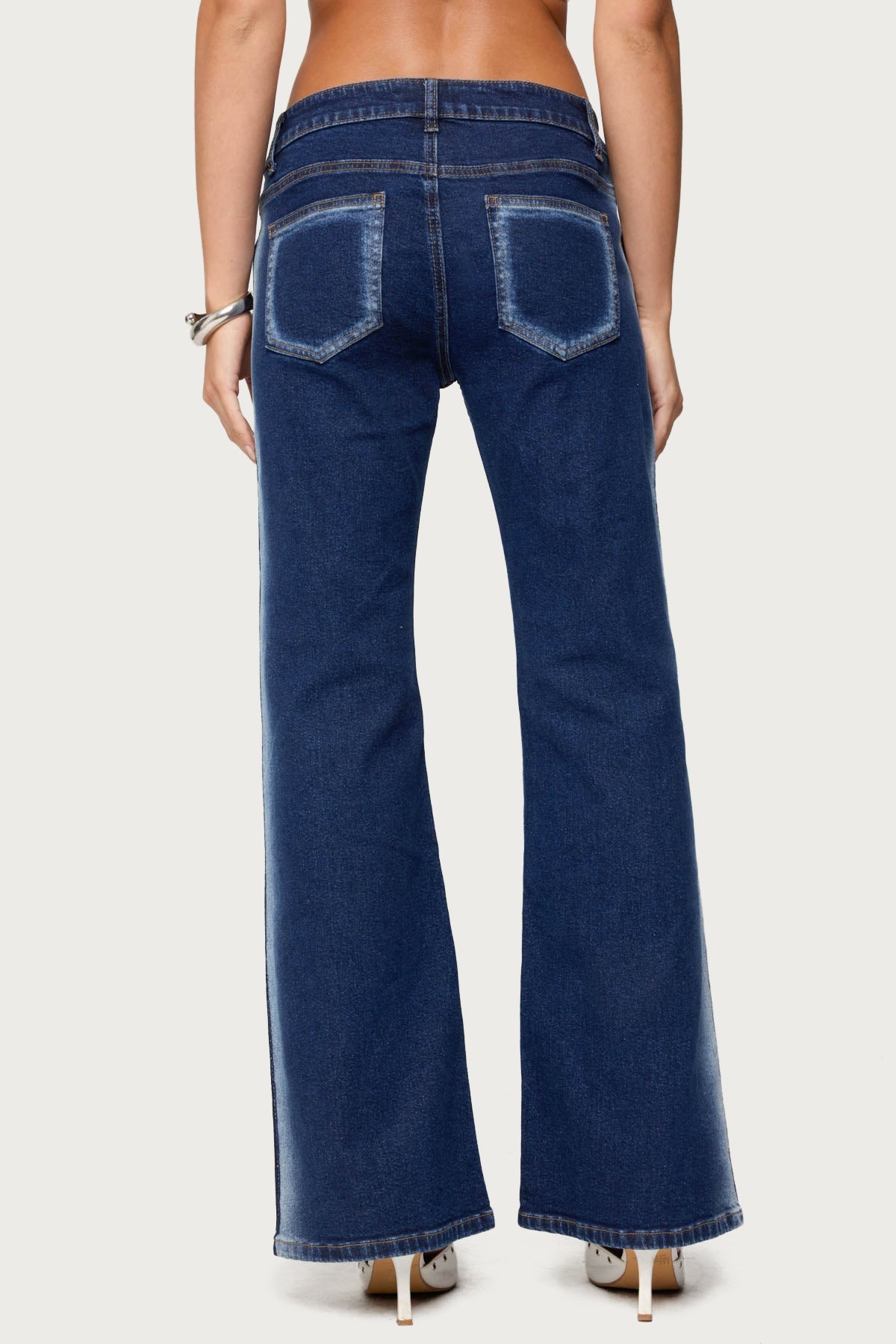 Airbrushed Low Rise Flared Jeans