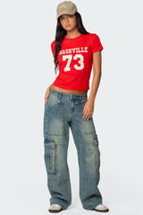 Westie Washed Low Rise Baggy Cargo Jeans