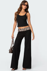 Leopard Fold Over Trousers