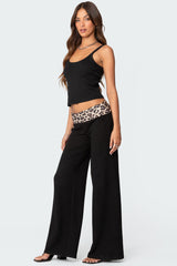 Leopard Fold Over Trousers
