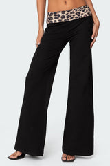 Leopard Fold Over Trousers