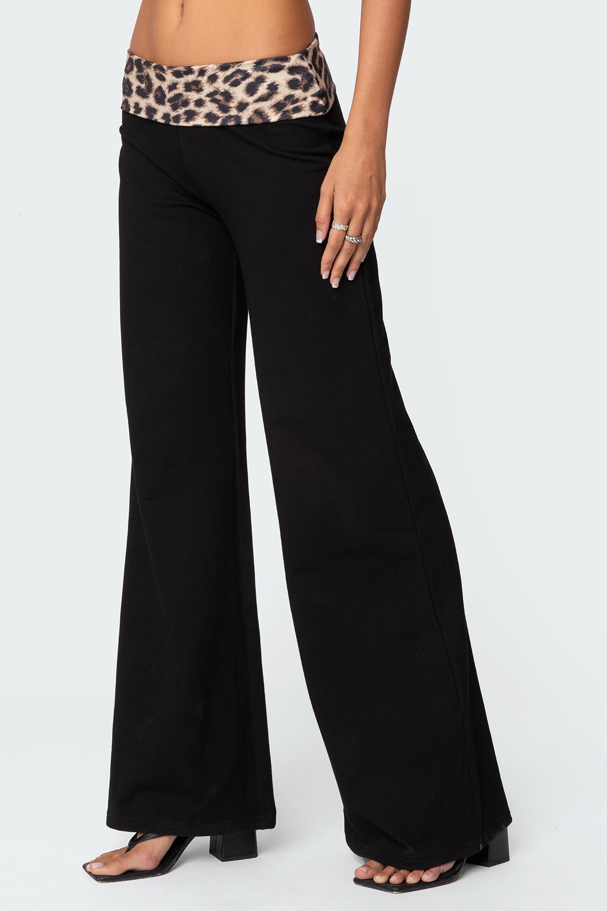 Leopard Fold Over Trousers