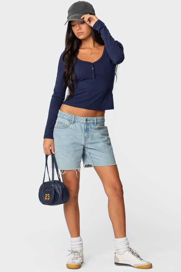 Tomboy Low Rise Denim Shorts view 1