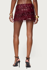 Dalis Fringed Sequin Mini Skirt