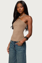 Cielle Wide Strap Gathered Top