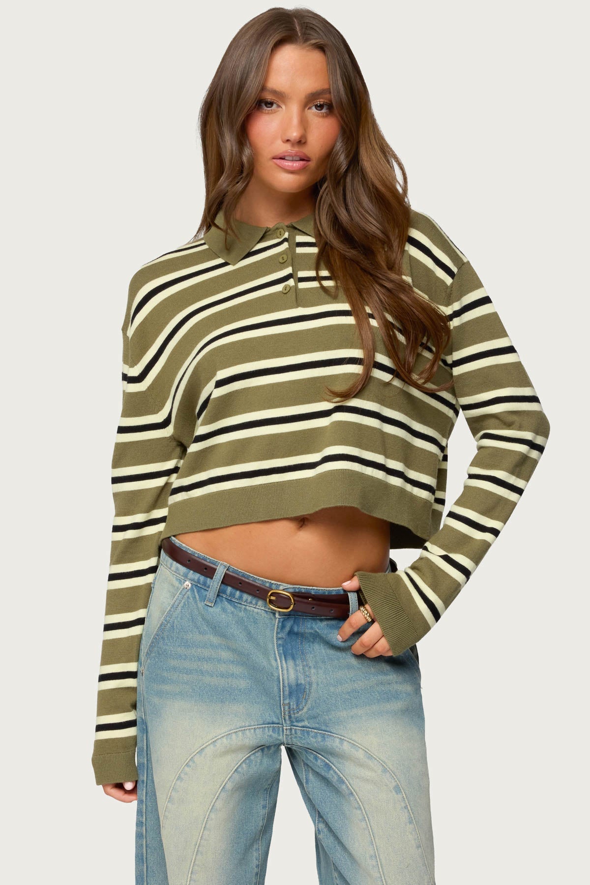 Shelby Striped Polo Sweater