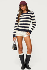 Mildred Striped Cable Knit Cardigan