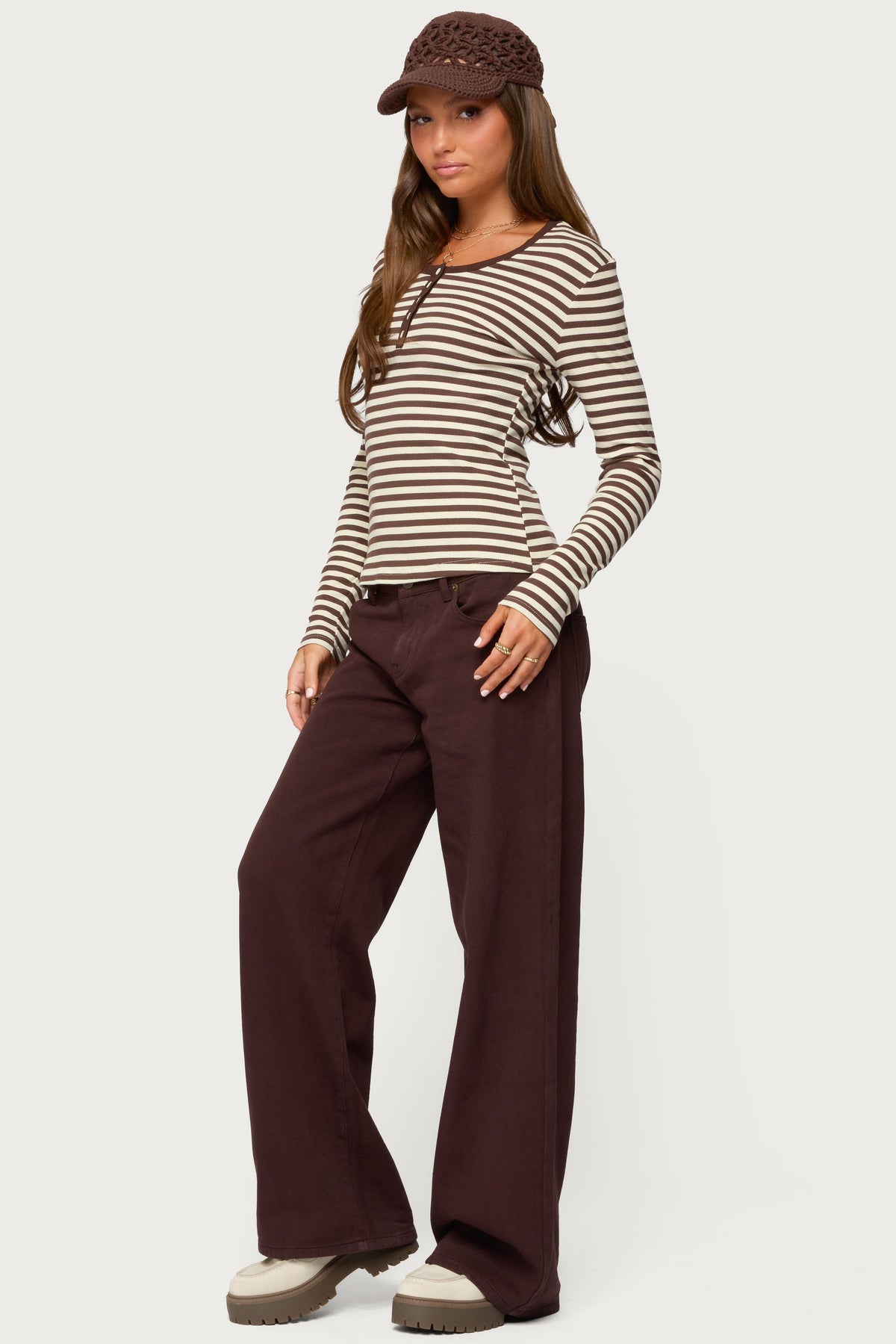 Roma Striped Henley Top