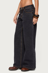 Contrast Stitch Low Rise Baggy Jeans