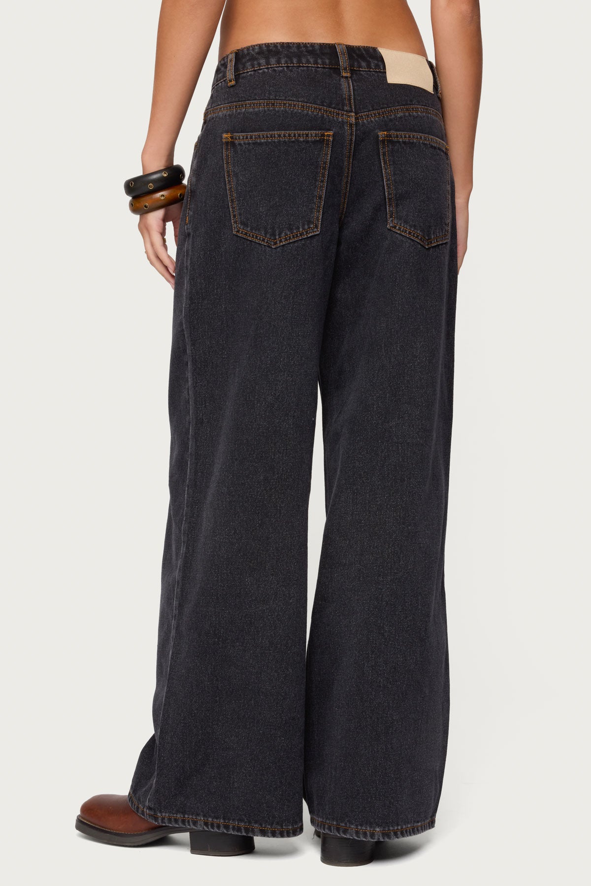Contrast Stitch Low Rise Baggy Jeans