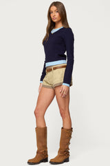 Marthie Layered Knit V Neck Top