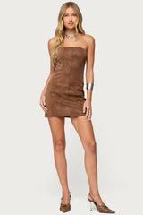 Carina Strapless Faux Suede Mini Dress