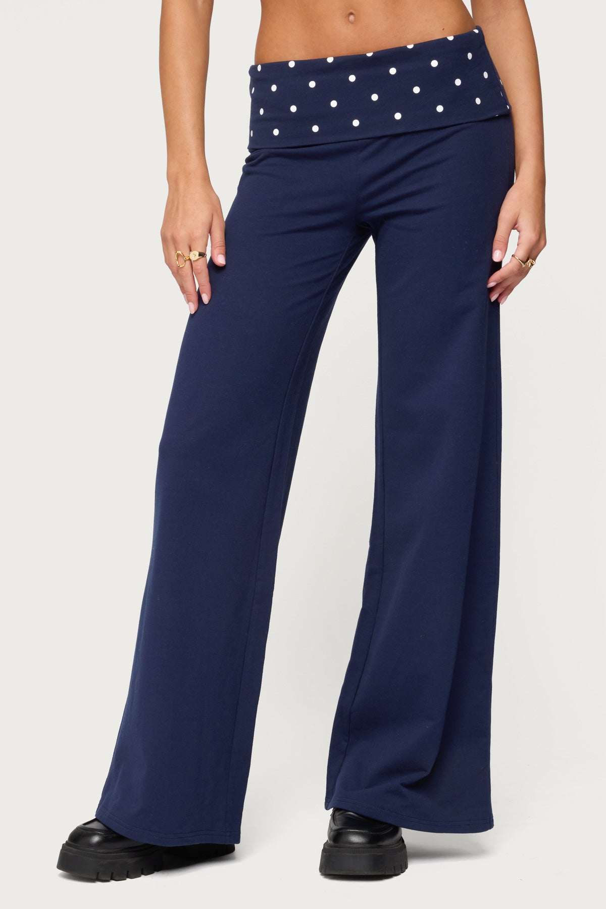 Reeva Polka Dot Foldover Trousers