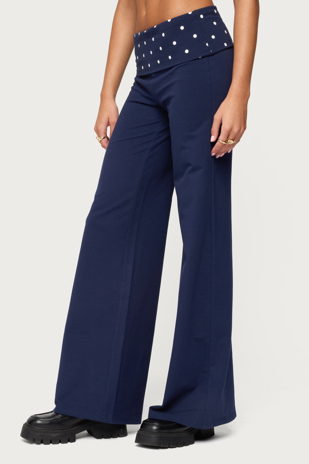 Reeva Polka Dot Foldover Trousers