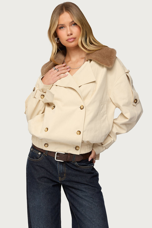 Detachable Faux Fur Trench Coat