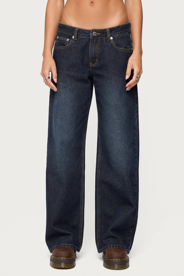 Raelynn Washed Low Rise Baggy Jeans