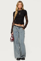 Layered Lace Sleeve T Shirt